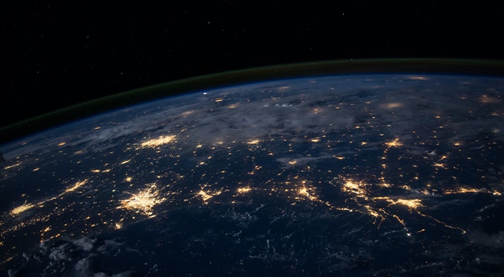 Lit up earth as seen from space